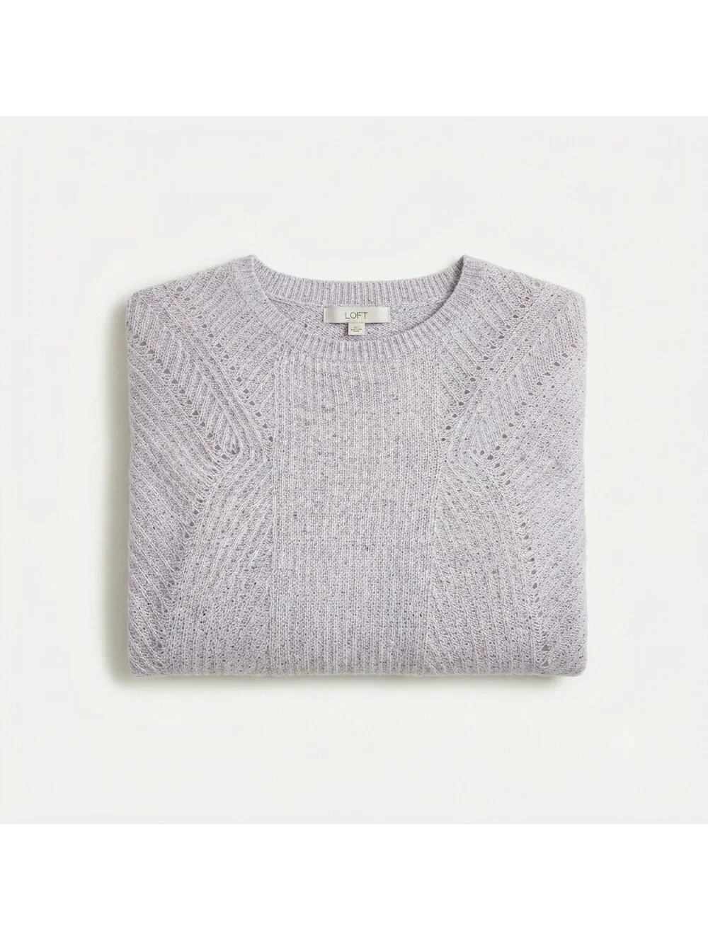 LOFT Women's Pale Lavender Speckled Knit Crewneck Pullover Sweater Sz S